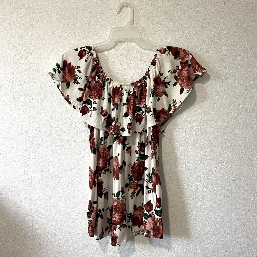 2X plus size floral off the shoulder blouse